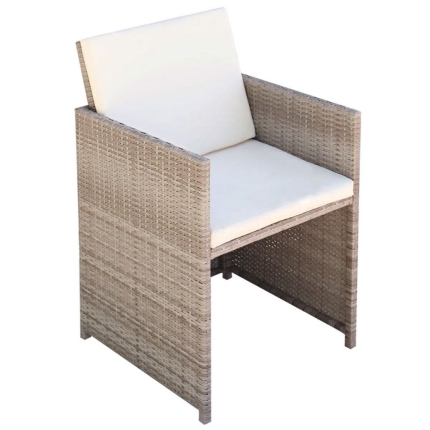 9 Piece Outdoor Dining Set with Cushions Poly Rattan Beige - Image 6