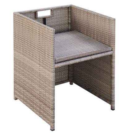 9 Piece Outdoor Dining Set with Cushions Poly Rattan Beige - Image 7