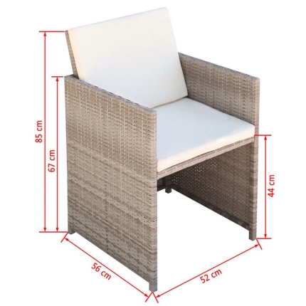 9 Piece Outdoor Dining Set with Cushions Poly Rattan Beige - Image 10