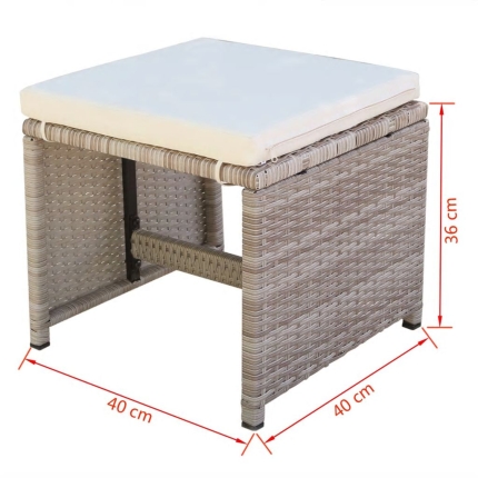 9 Piece Outdoor Dining Set with Cushions Poly Rattan Beige - Image 11