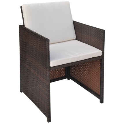 Garden Chairs 2 pcs with Cushions and Pillows Poly Rattan Brown - Image 2