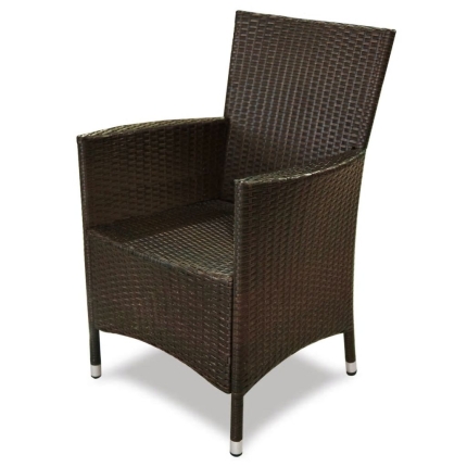 3 Piece Bistro Set with Cushions Poly Rattan Brown - Image 5