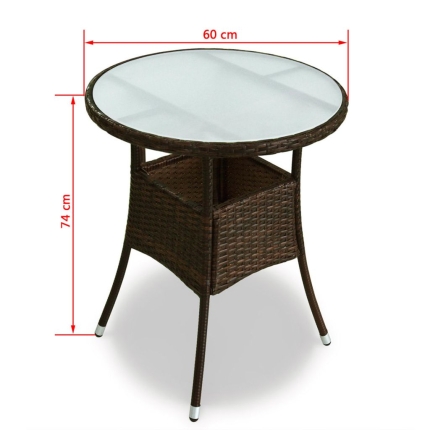 3 Piece Bistro Set with Cushions Poly Rattan Brown - Image 6