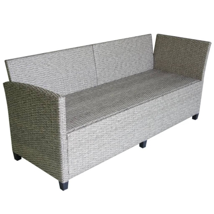 3 Piece Garden Lounge Set with Cushions Poly Rattan Grey - Image 8