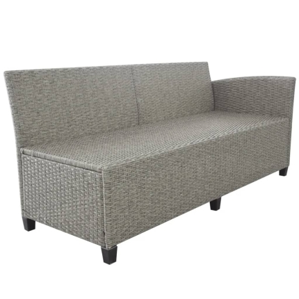 3 Piece Garden Lounge Set with Cushions Poly Rattan Grey - Image 9