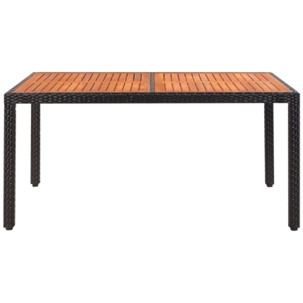 Garden Table 150x90x75 cm Poly Rattan and Solid Acacia Wood - Image 2
