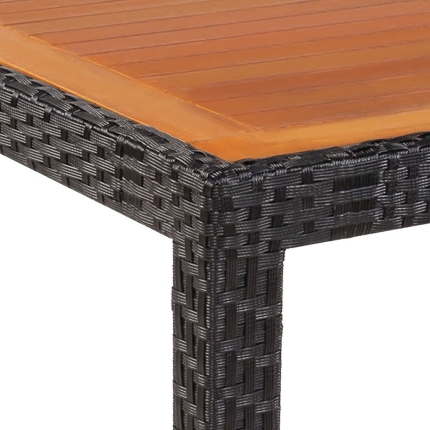 Garden Table 150x90x75 cm Poly Rattan and Solid Acacia Wood - Image 3
