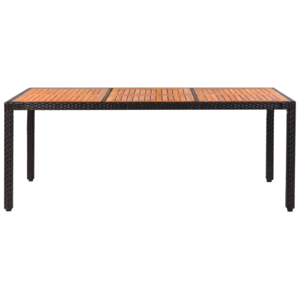 Garden Table 90x90x75 cm Poly Rattan and Solid Acacia Wood - Image 2