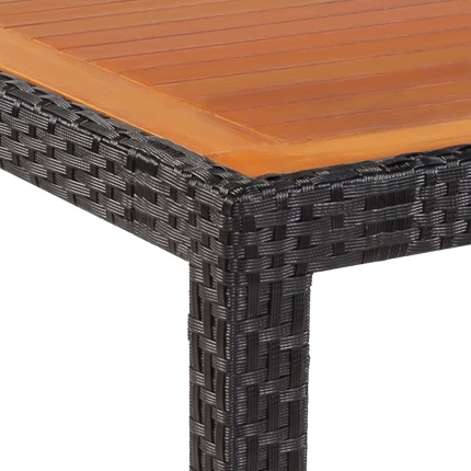 Garden Table 90x90x75 cm Poly Rattan and Solid Acacia Wood - Image 3