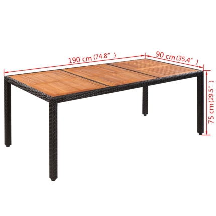 Garden Table 90x90x75 cm Poly Rattan and Solid Acacia Wood - Image 4