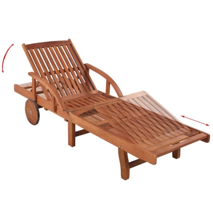 Sun Lounger with Cushion Solid Acacia Wood - Image 5