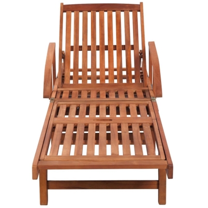 Sun Lounger with Cushion Solid Acacia Wood - Image 6