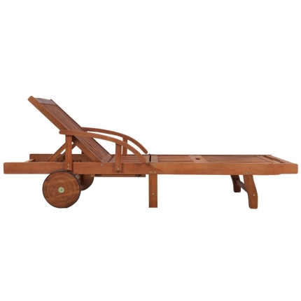 Sun Lounger with Cushion Solid Acacia Wood - Image 7