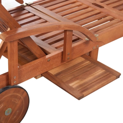 Sun Lounger with Cushion Solid Acacia Wood - Image 8