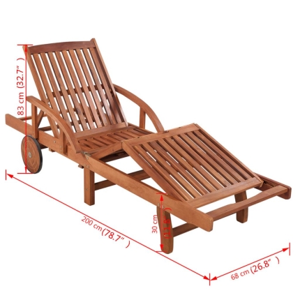 Sun Lounger with Cushion Solid Acacia Wood - Image 9