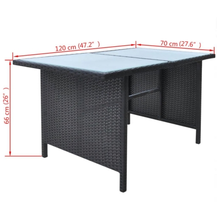 6 Piece Outdoor Dining Set with Cushions Poly Rattan Black - Image 9