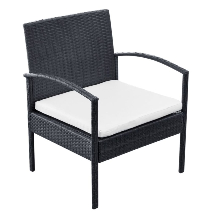 4 Piece Garden Lounge Set with Cushions Poly Rattan Black - Image 6