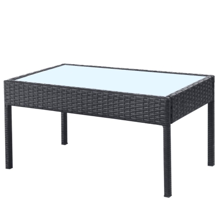 4 Piece Garden Lounge Set with Cushions Poly Rattan Black - Image 7