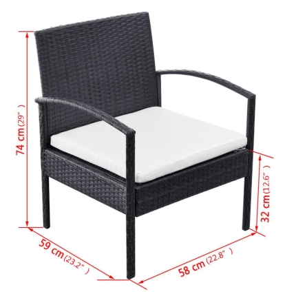 4 Piece Garden Lounge Set with Cushions Poly Rattan Black - Image 9