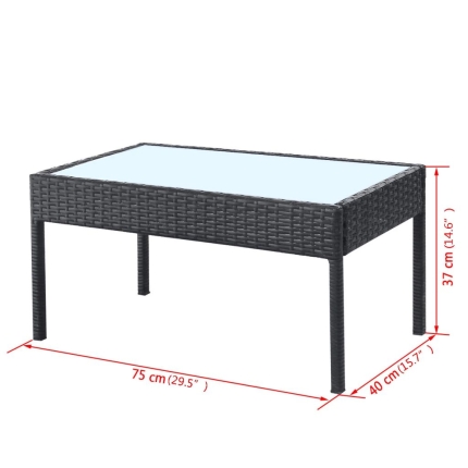 4 Piece Garden Lounge Set with Cushions Poly Rattan Black - Image 10