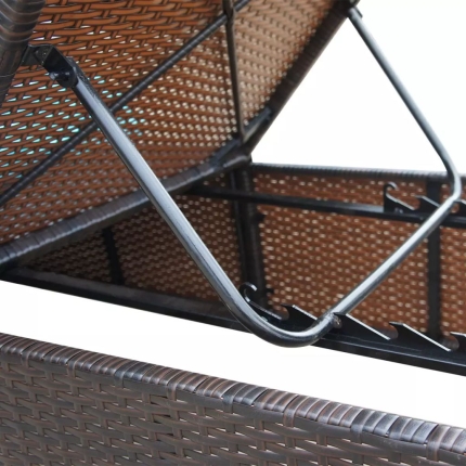 Sun Lounger with Cushion Poly Rattan Brown - Image 7