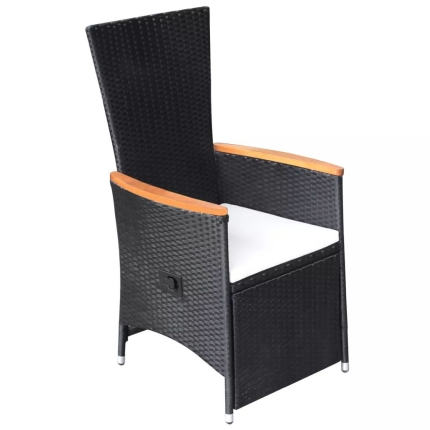 Reclining Garden Chairs 2 pcs with Cushions Poly Rattan Black - Image 3