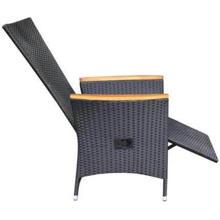 Reclining Garden Chairs 2 pcs with Cushions Poly Rattan Black - Image 6