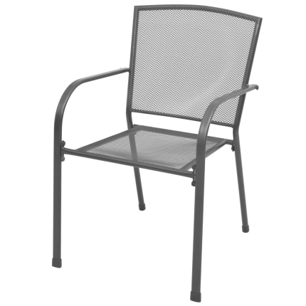 Stackable Garden Chairs 2 pcs Steel Grey - Image 2