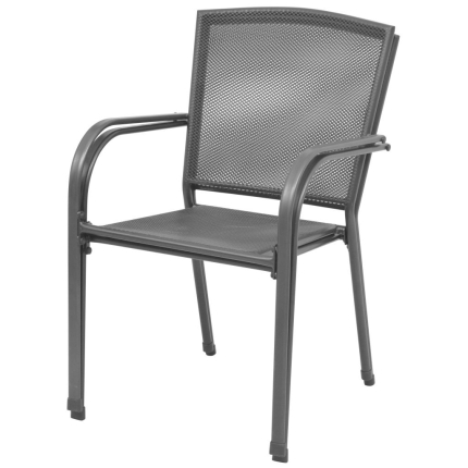 Stackable Garden Chairs 2 pcs Steel Grey - Image 3