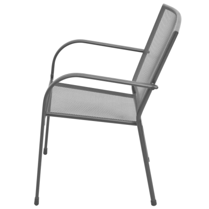 Stackable Garden Chairs 2 pcs Steel Grey - Image 4