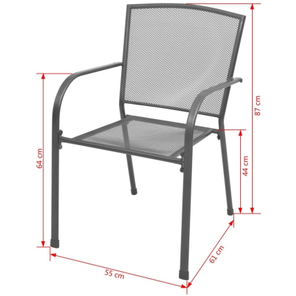 Stackable Garden Chairs 2 pcs Steel Grey - Image 6