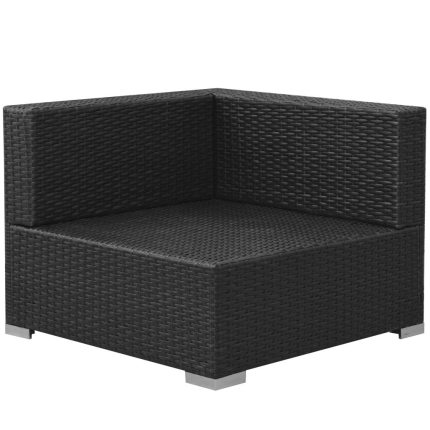 3 Piece Garden Lounge Set with Cushions Poly Rattan Black - Image 6