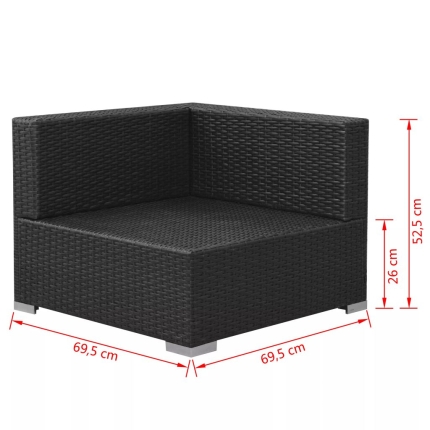 3 Piece Garden Lounge Set with Cushions Poly Rattan Black - Image 8