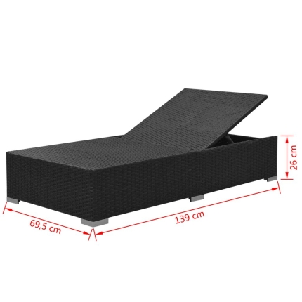3 Piece Garden Lounge Set with Cushions Poly Rattan Black - Image 9