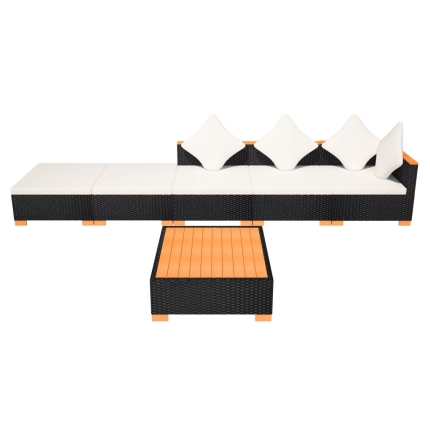 6 Piece Garden Lounge Set with Cushions Poly Rattan Black - Image 4