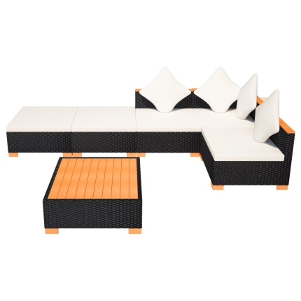 6 Piece Garden Lounge Set with Cushions Poly Rattan Black - Image 6