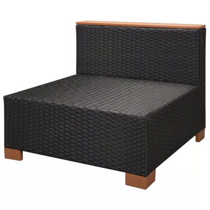 6 Piece Garden Lounge Set with Cushions Poly Rattan Black - Image 11