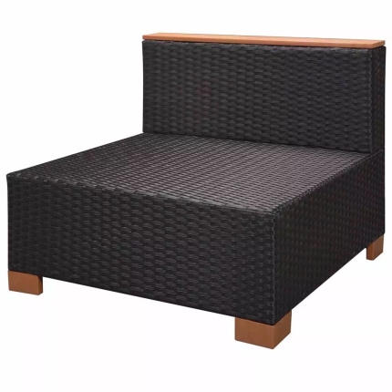 7 Piece Garden Lounge Set with Cushions Poly Rattan Black - Image 9