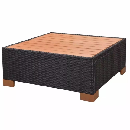 7 Piece Garden Lounge Set with Cushions Poly Rattan Black - Image 11