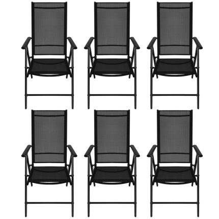 7 Piece Outdoor Dining Set Aluminium and WPC Black - Image 5