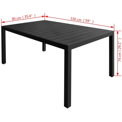 7 Piece Outdoor Dining Set Aluminium and WPC Black - Image 9