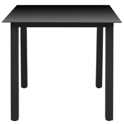 Garden Table Black 80x80x74 cm Aluminium and Glass - Image 2