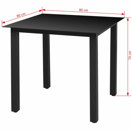Garden Table Black 80x80x74 cm Aluminium and Glass - Image 3