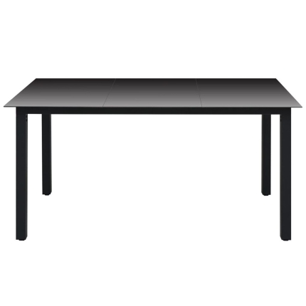 Garden Table Black 150x90x74 cm Aluminium and Glass - Image 2
