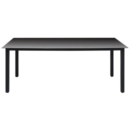 Garden Table Black 190x90x74 cm Aluminium and Glass - Image 2