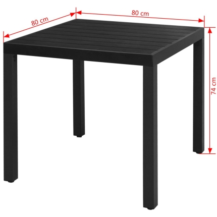 Garden Table Black 80x80x74 cm Aluminium and WPC - Image 3