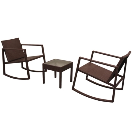 3 Piece Bistro Set Poly Rattan Brown - Image 2