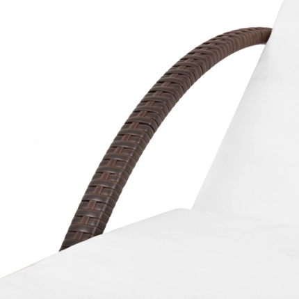 Sun Lounger with Cushion Poly Rattan Brown - Image 6
