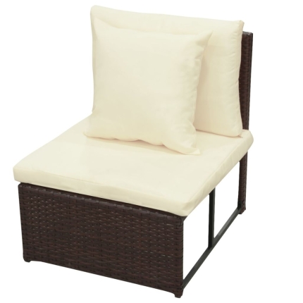 8 Piece Garden Lounge Set with Cushions Poly Rattan Brown - Image 4