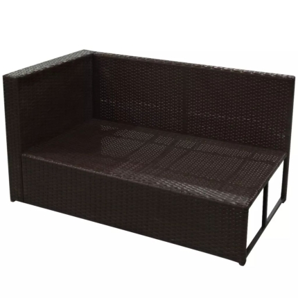 8 Piece Garden Lounge Set with Cushions Poly Rattan Brown - Image 7